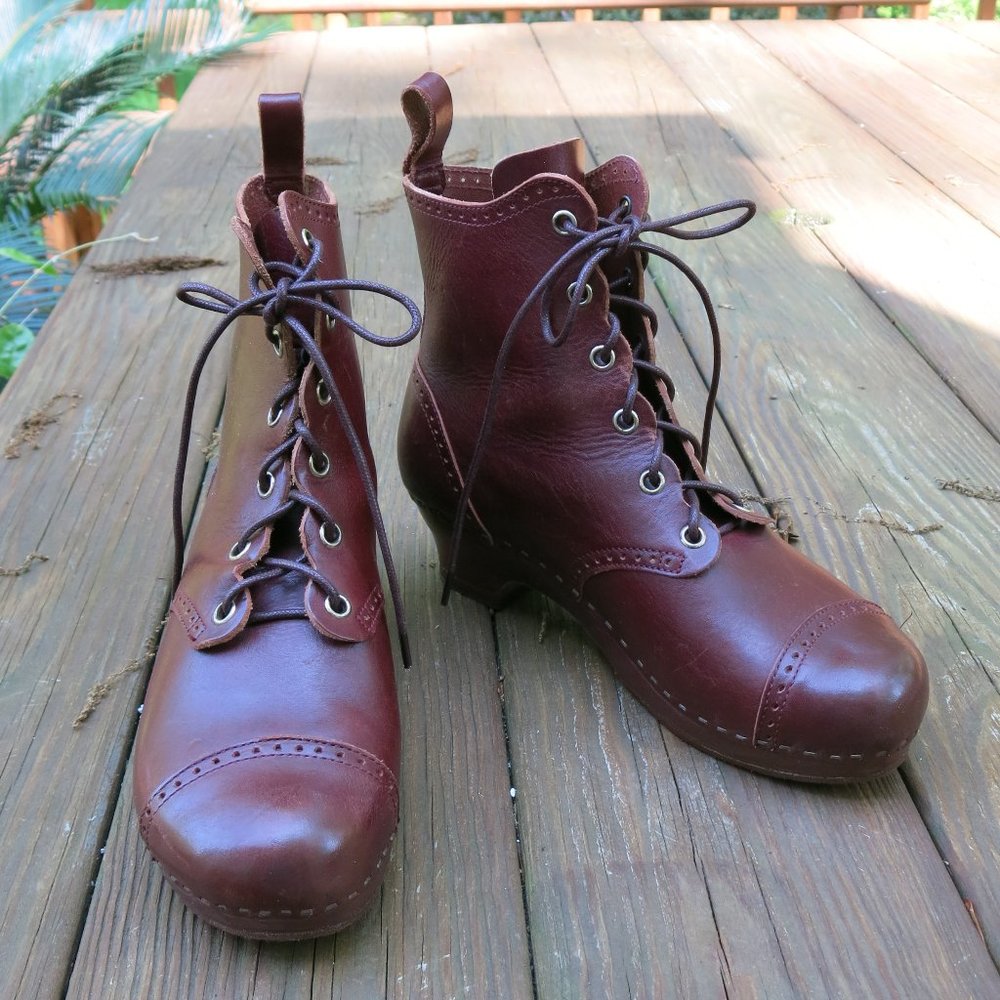 Swedish Hasbeens Grandma Debutant booties low-heeled ankle boots shoes EU 37